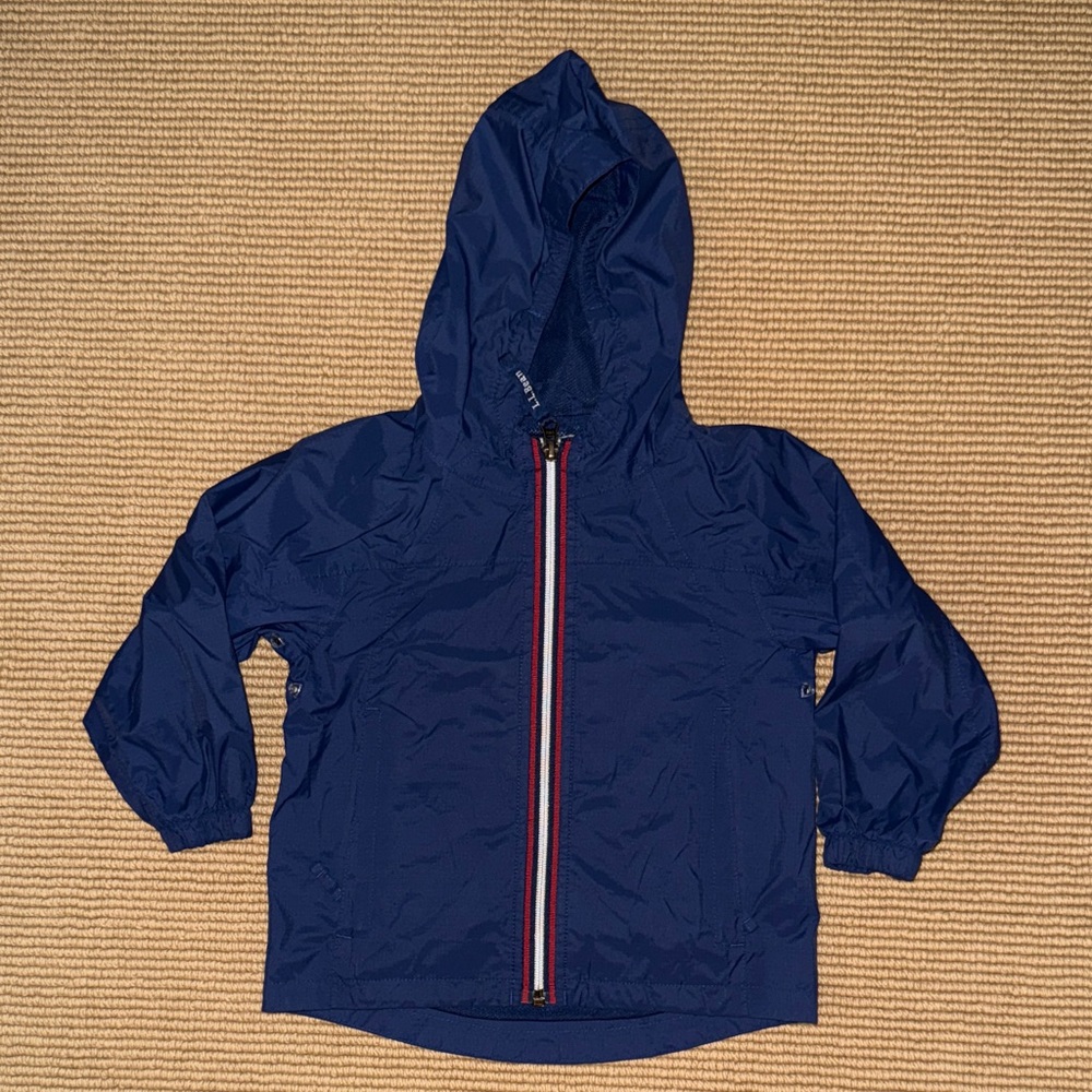 Llbean Navy Blue Hooded Jacket with Striped Zipper